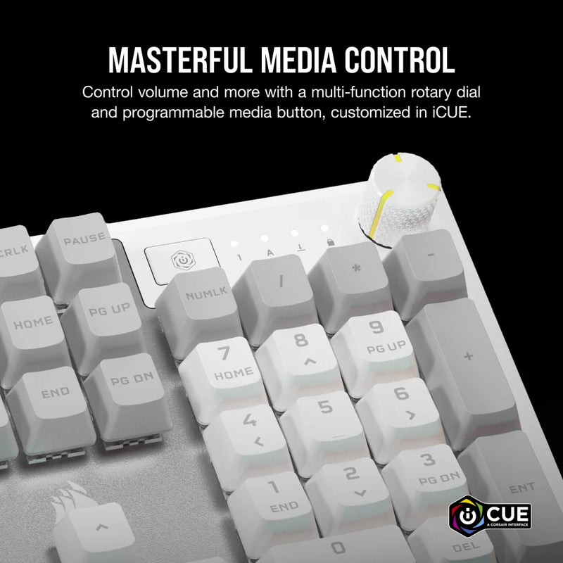 Corsair K70 CORE SE RGB Mechanical Gaming Keyboard with Palm Rest (Cherry MLX Red Switch) Off-White CH-9109D1E-NA