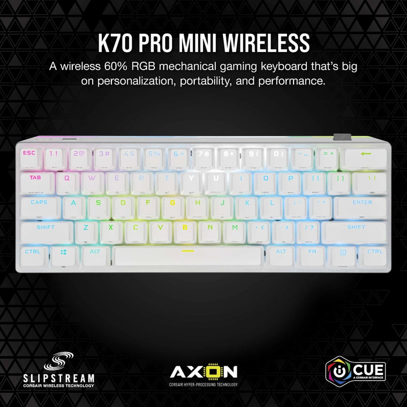 【CORSAIR 5月份電競產品優惠】Corsair K70 PRO MINI WIRELESS 60% Mechanical CHERRY MX Red Switch Keyboard with RGB Backlighting - White CH-9189110-NA