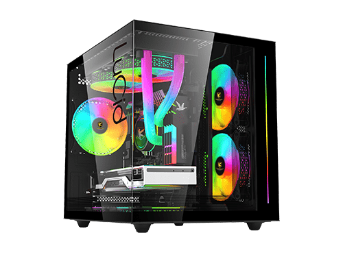 AITC KINGSMAN GAMING Lucid V900 黑色 側透Micro-ATX Case 跟3把ARGB Case Fan