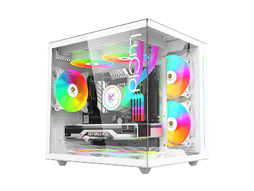 AITC KINGSMAN GAMING Lucid V900 白色 側透Micro-ATX Case 跟3把ARGB Case Fan