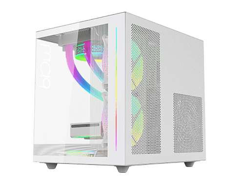 AITC KINGSMAN GAMING Lucid V900 白色 側透Micro-ATX Case 跟3把ARGB Case Fan