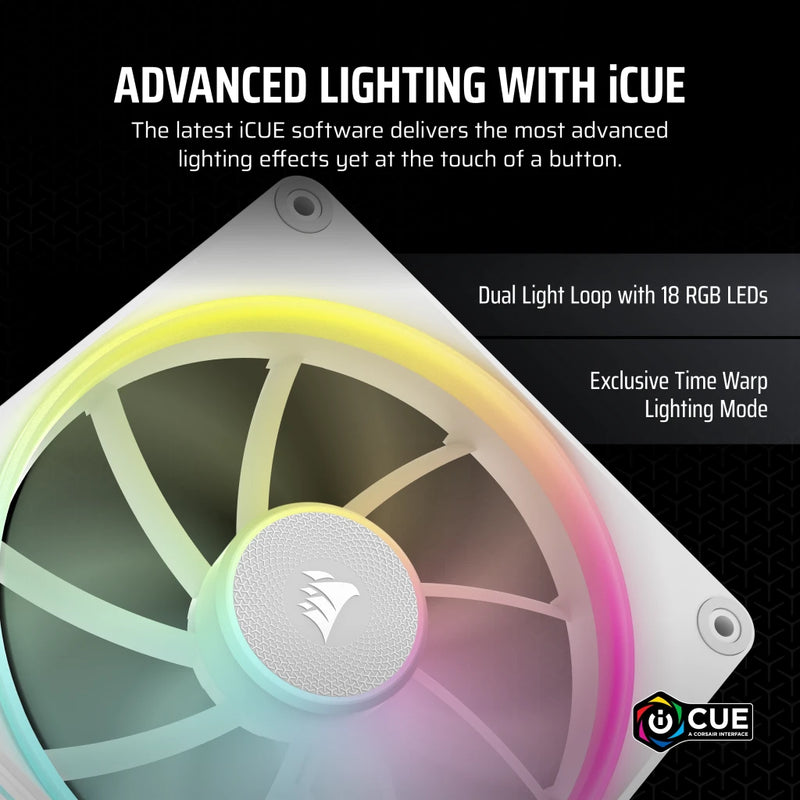 Corsair iCUE LINK LX120 RGB Starter Kit White 120mm PWM PC Case Triple Pack (3件裝) (CO-9051030-WW)