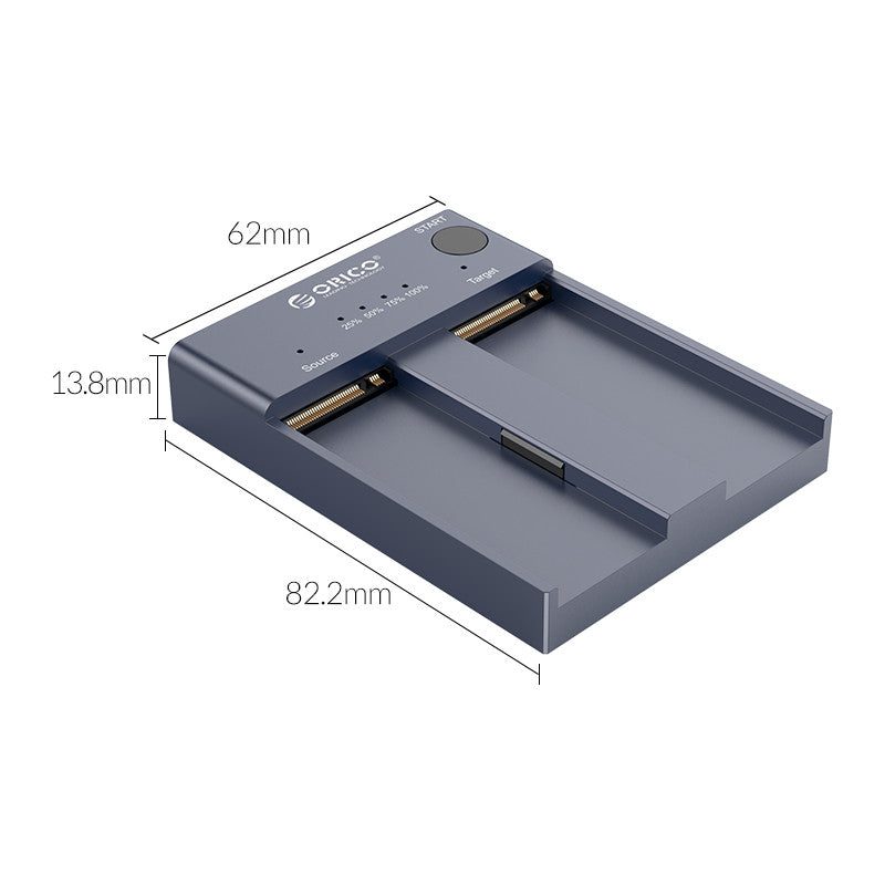 ORICO M.2 NVME SSD Enclosure Aluminum Dual Bay with Offline Clone Function USB C 3.1 Gen2 10Gbps for M Key &amp; M/B Key NVME PCIe SSD Solid State Drive Reader [M2P2-C3-C] 