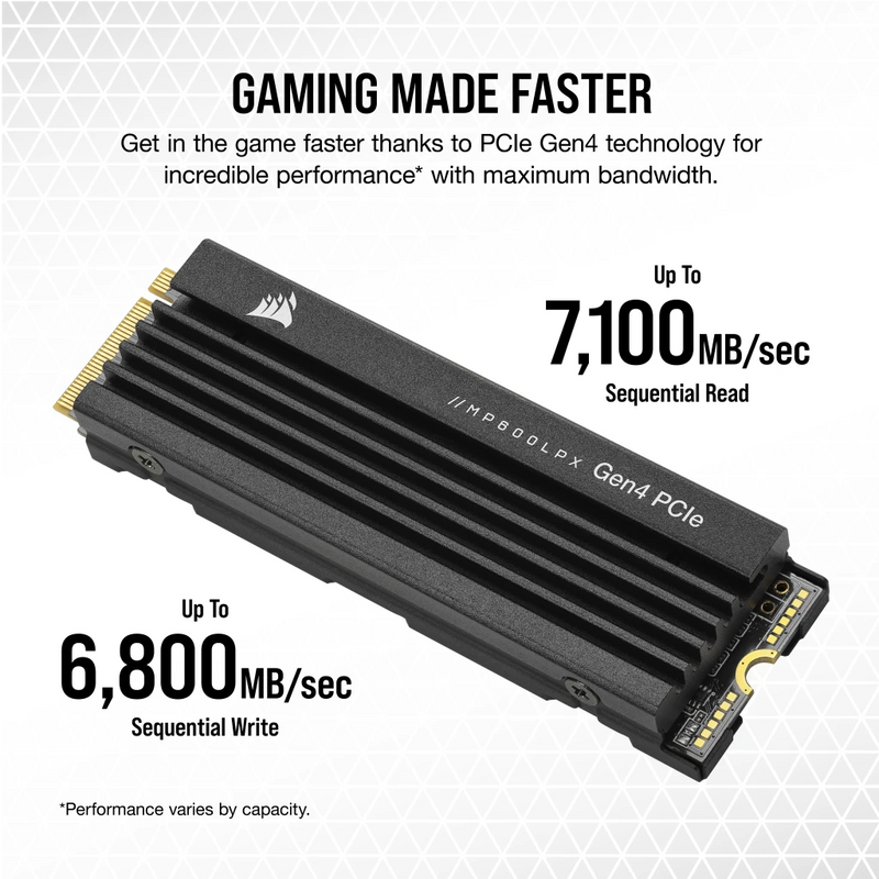 CORSAIR 8TB MP600 PRO LPX w/Heatsink CSSD-F8000GBMP600PLP M.2 2280 PCIe Gen4 x4 SSD