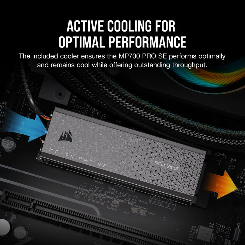 CORSAIR 4TB MP700 PRO SE CSSD-F4000GBMP700PROS 含空氣冷卻器 PCIe 5.0 x4 NVMe M.2 SSD