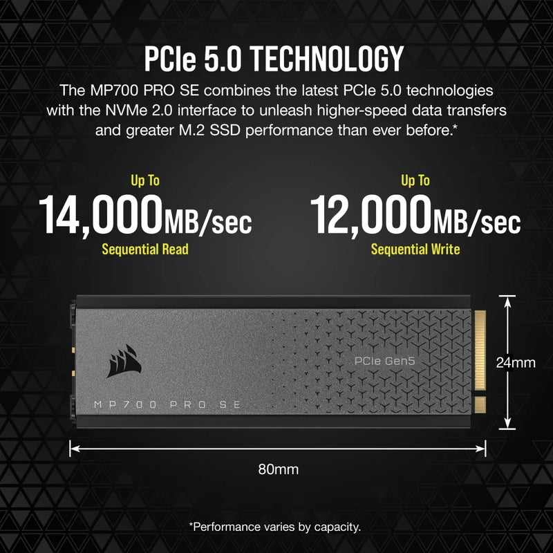 CORSAIR 4TB MP700 PRO SE CSSD-F4000GBMP700PROS 含空氣冷卻器 PCIe 5.0 x4 NVMe M.2 SSD