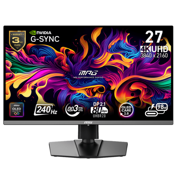 [最新產品] MSI 27" MPG 272URX QD-OLED 240Hz 4K QHD OLED (16:9) 電競顯示器 MO-MP27UQO