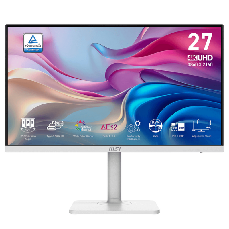 [最新產品] MSI 27" Modern MD272UPHW 60Hz 4K UHD IPS (16:9) 白色 顯示器 MO-MD27UPW