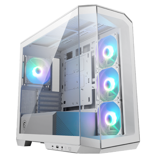 MSI MAG PANO 100R PZ WHITE White Mid-Tower EATX Gaming Case supports back-plugged motherboard (CA-MPZ100W) 