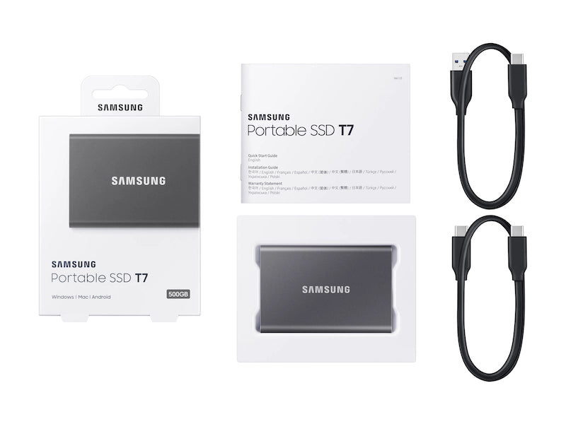 Samsung 1TB T7 Portable SSD Gray MU-PC1T0T/WW USB 3.2 Gen 2 