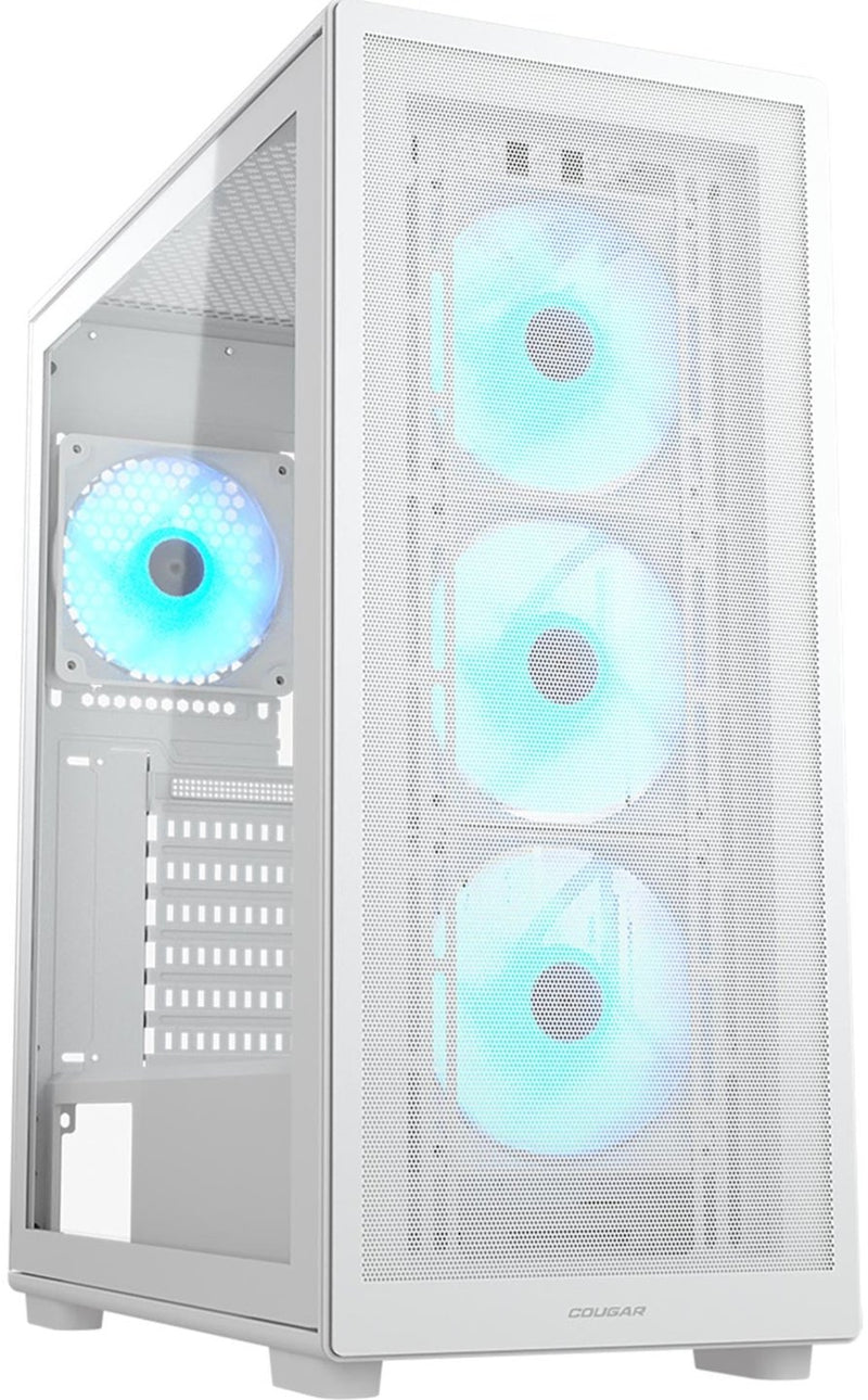 Cougar MX220 White ARGB Tempered Glass ATX Case comes with 4 12cm ARGB fans pre-installed 