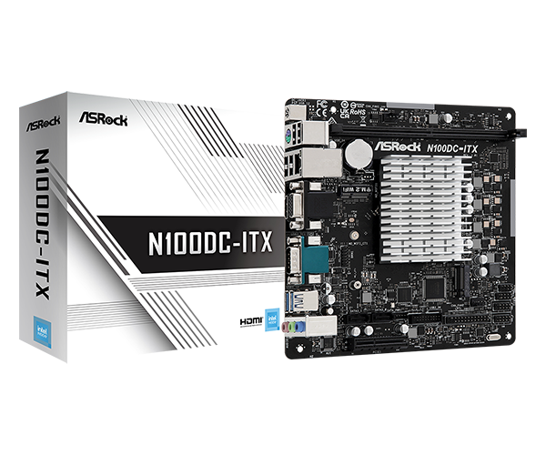 ASRock N100DC-ITX DDR4, with Intel Quad-Core Processor N100 Mini-ITX Motherboard 