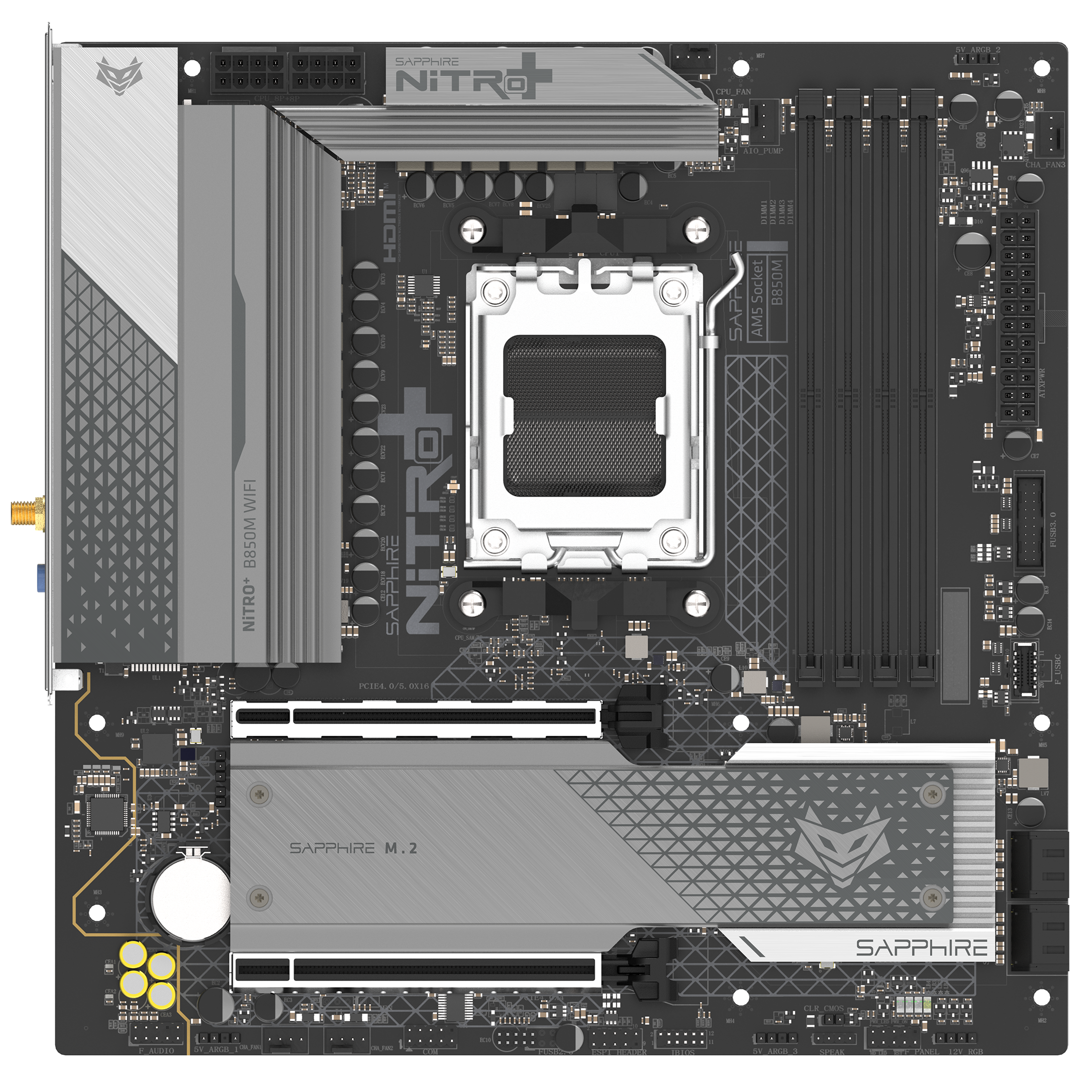 Back Peripherals SAPPhIRE NITRO+ B850M WIFI DDR5,Socket AM5 mATX Motherboard