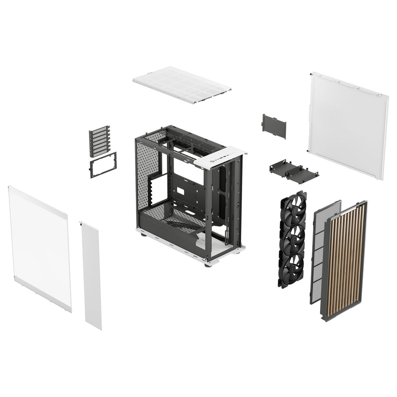 Fractal Design North XL Chalk White EATX Case with Oak Front and Clear TG Side Panel FD-C-NOR1X-04 