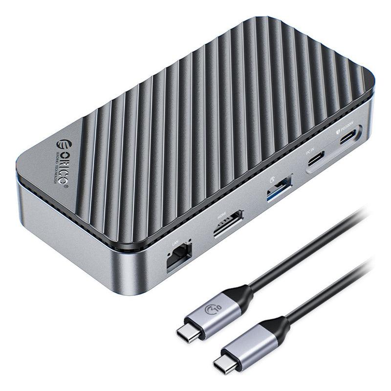 ORICO 10-in-1 USB-C Docking Station, 10Gbps USB 3.2 Gen2 M.2 NVMe/SATA SSD Reader, Support 4K@60Hz HDMI, 100W PD, SD/TF, Ethernet [DPM2P9-BK-BP]