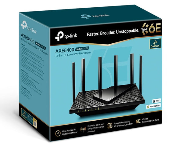 TP-Link Archer AXE75 AXE5400 Tri-Band Gigabit Ultra-Low Latency Wi-Fi 6E Router