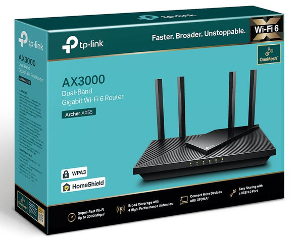 TP-Link Archer AX55 AX3000 Dual-Band Wi-Fi 6 Router 