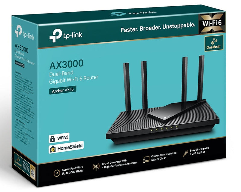 TP-Link Archer AX55 AX3000 Dual Band Gigabit Wireless WiFi 6 Router