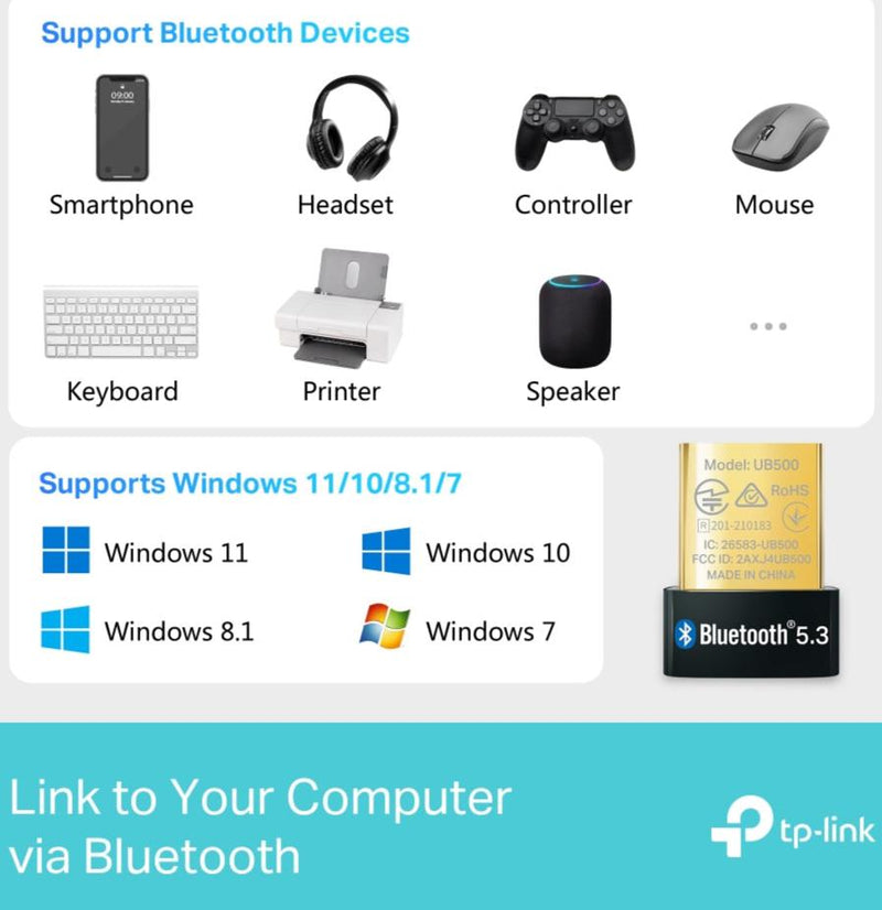 TP-Link UB500 V2 Bluetooth 5.3 Micro USB Receiver 