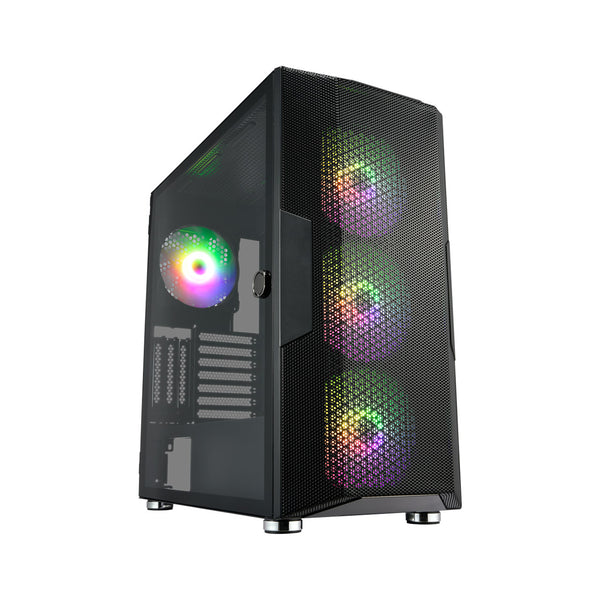 FSP CUT592 4x 14cm ARGB Tempered Glass Type-C (黑色) E-ATX Case