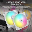 Corsair RS140 ARGB White 140mm PWM PC Case Fan Dual Fan Pack (2件裝) (CO-9050187-WW)
