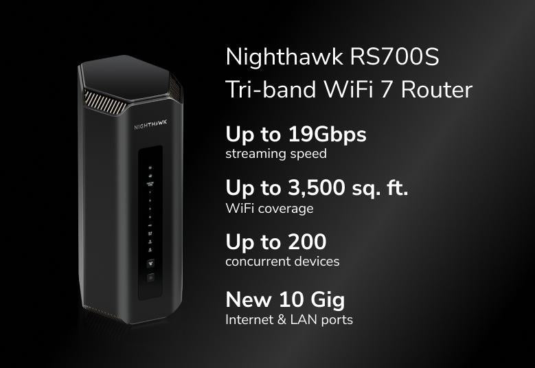 NETGEAR RS700S Nighthawk Tri-Band Wi-Fi 7 BE19000 Smart Router