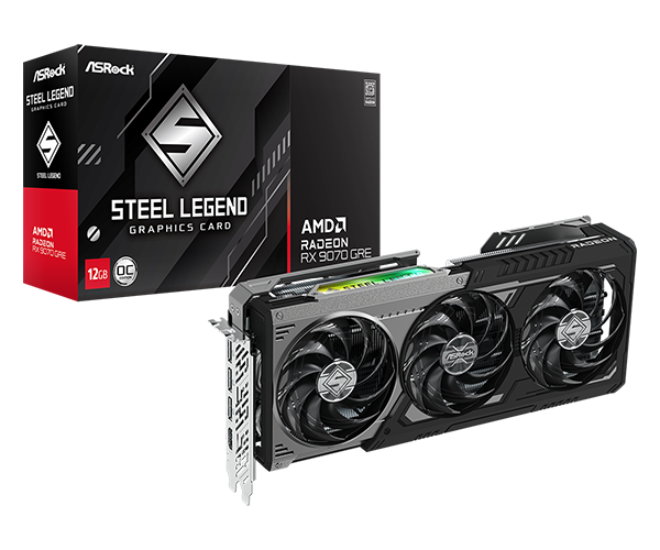 ASRock Radeon RX 9070 GRE Steel Legend Dark OC 12GB GDDR6 (AS-DCA-RX9070GRE-SL-DK-12GOC)