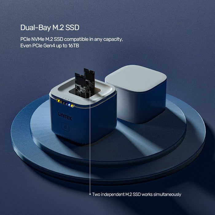 UNITEK S1207 SyncStation Marshmallow M.2 USB-C to PCIe/NVMe M.2 SSD Dual Bay Docking Station with Offline Clone 785-2725