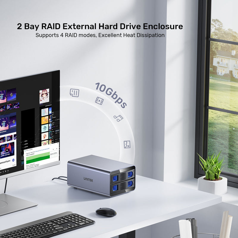 Unitek S1308C 2-Bay External SATA Hard Drive Enclosure (10Gbps,RAID) 