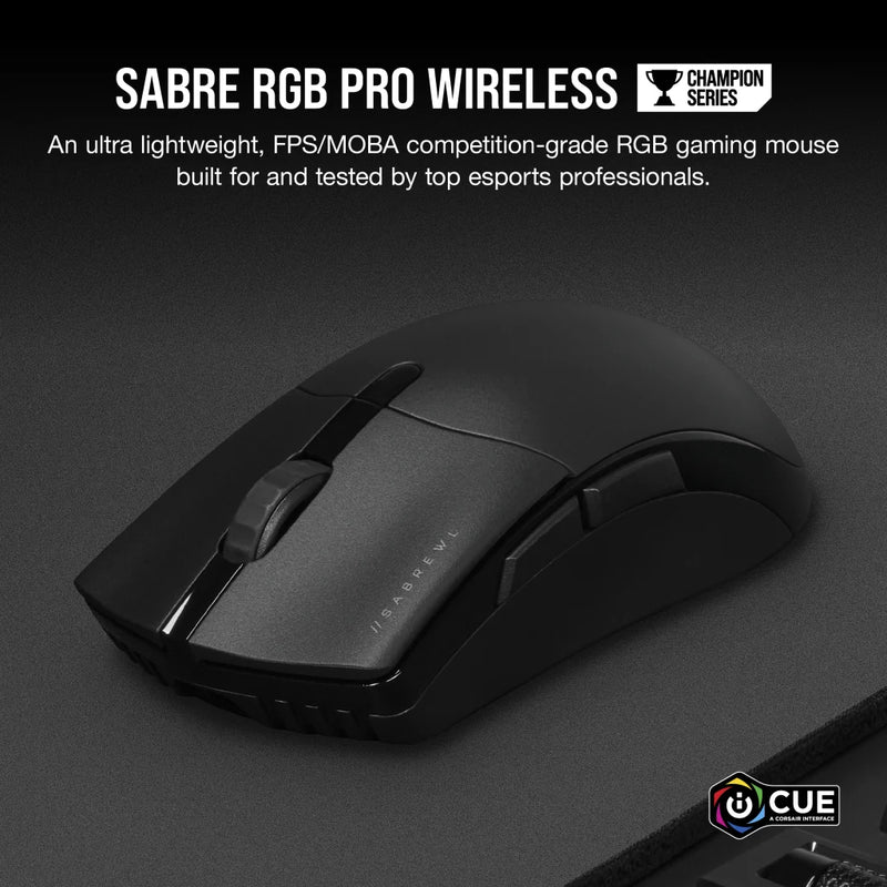 Corsair SABER RGB PRO WIRELESS CHAMPION SERIES Ultra-Lightweight FPS/MOBA Gaming Mouse CH-9313211-AP 