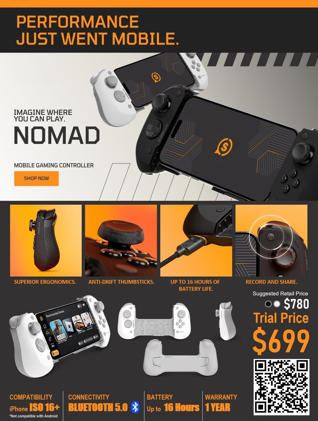 SCUF Nomad Mobile Gaming Controller 手機遊戲控制器