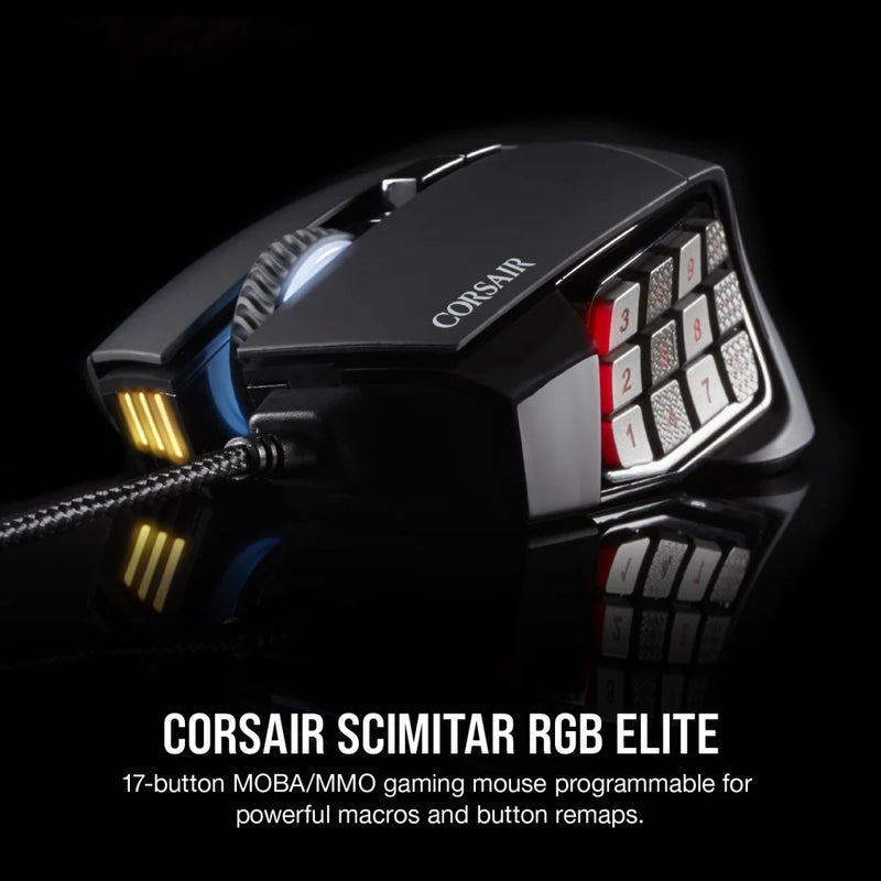 CORSAIR SCIMITAR RGB ELITE Optical MOBA/MMO Gaming Mouse - Black 黑色 CH-9304211-AP