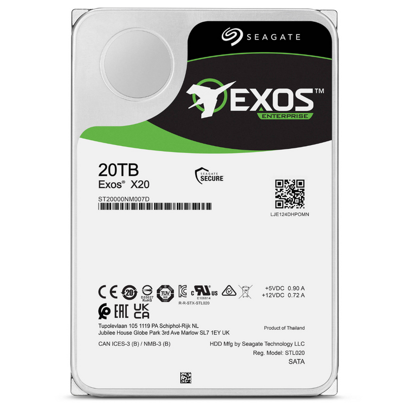 Seagate 20TB Exos X20 ST20000NM007D Enterprise 3.5" SATA 7200rpm 256MB Cache HDD