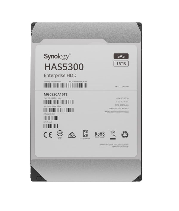 Synology 16TB HAS5300-16T Enterprise 3.5" SAS 12Gb/s 7200rpm 512MB Cache HDD
