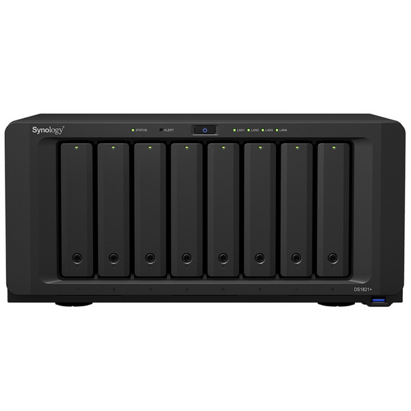 Synology DiskStation DS1821+ 8-Bay NAS (AMD Ryzen V1500B 4-core CPU, 4GB DDR4 ECC Ram) 