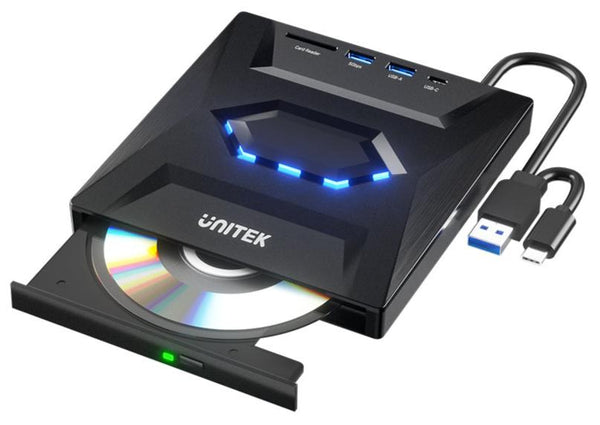 Unitek 5-in-1 External Optical Drive 24x/8x with Hub Function (T1037A) 