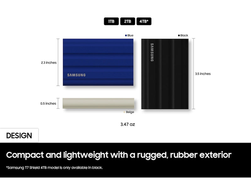 Samsung 2TB T7 Shield SSD 米色 MUPE2T0K/AM USB 3.2 Gen 2 Portable Solid State Drive