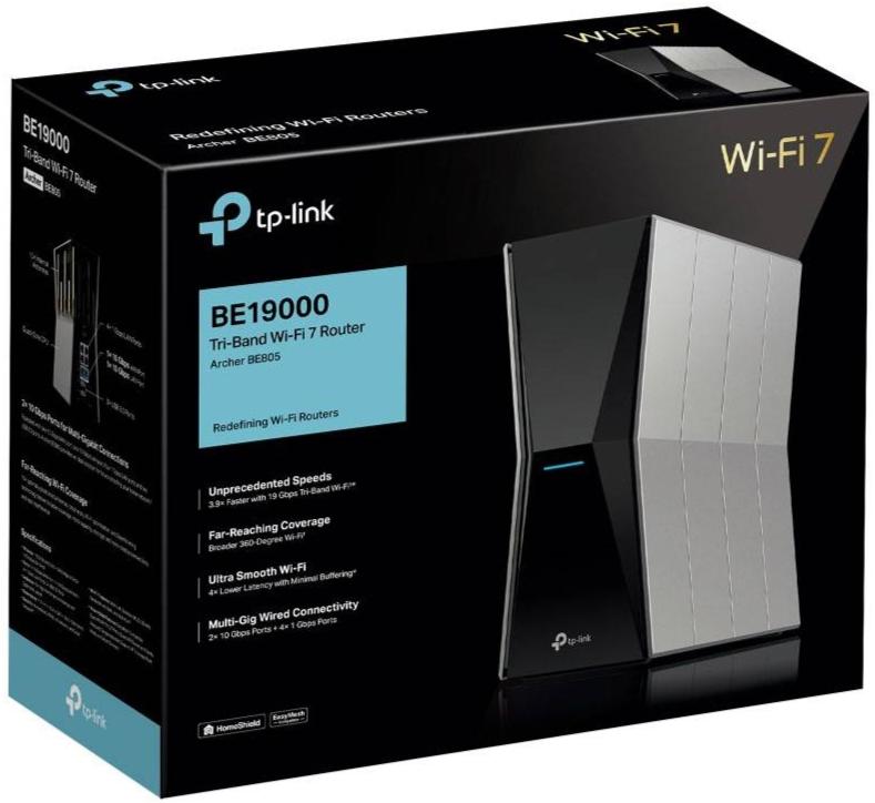 TP-Link Archer BE805 BE19000 Tri-Band WiFi 7 Router with Redefining Wi