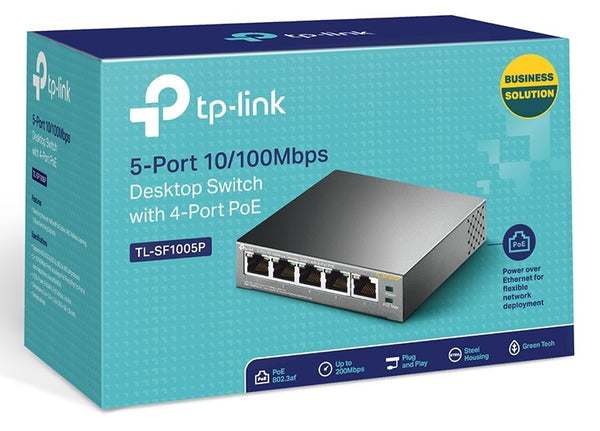 TP-Link TL-SF1005P 5 10/100Mbps RJ45 Ports Desktop Switch with 4-Port PoE (58W)