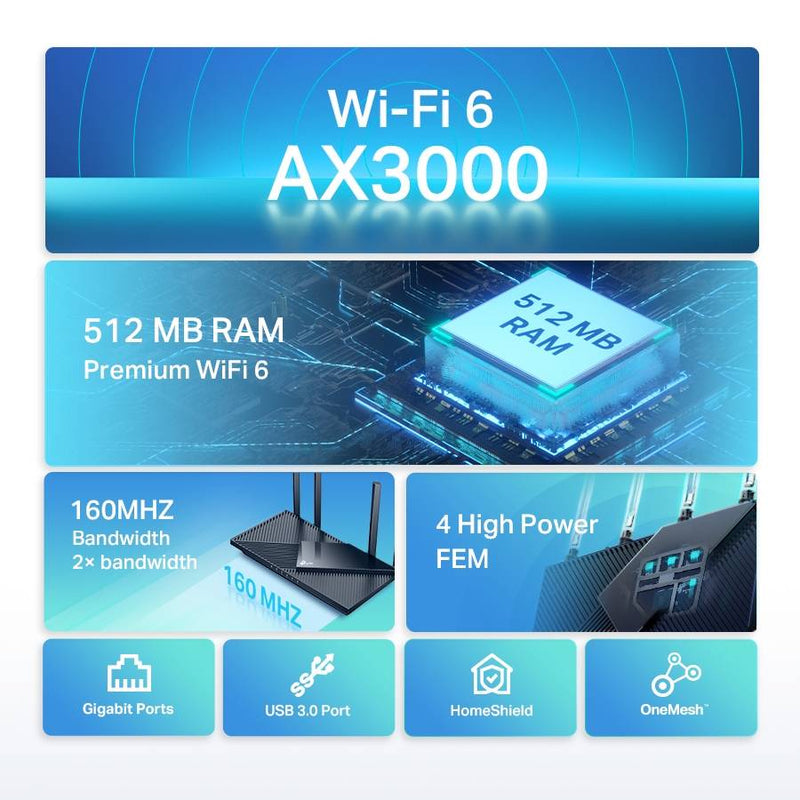TP-Link Archer AX55 AX3000 Dual Band Gigabit Wireless WiFi 6 Router