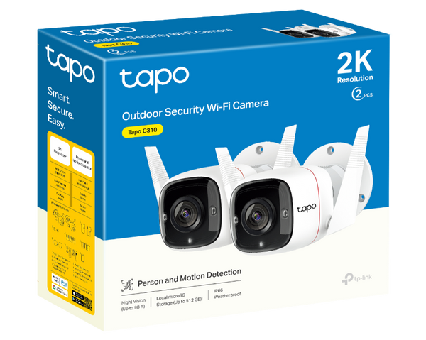 TP-Link Tapo C310P2 3MP Ultra HD Outdoor Smart Security Surveillance WiFi IP Camera CCTV (2件裝)