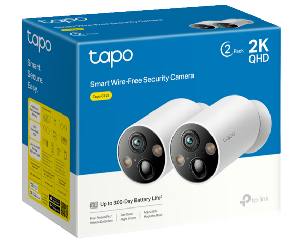 TP-Link Tapo C425P2 1080P 2K QHD Smart Wire-Free Security Camera (2件裝)