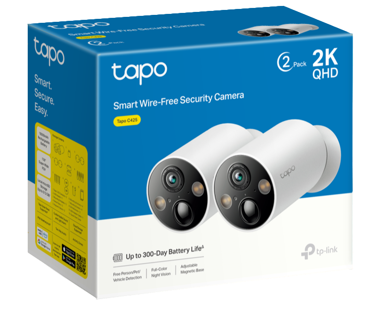 TP-Link Tapo C425P2 1080P 2K QHD Smart Wire-Free Security Camera (2件裝)