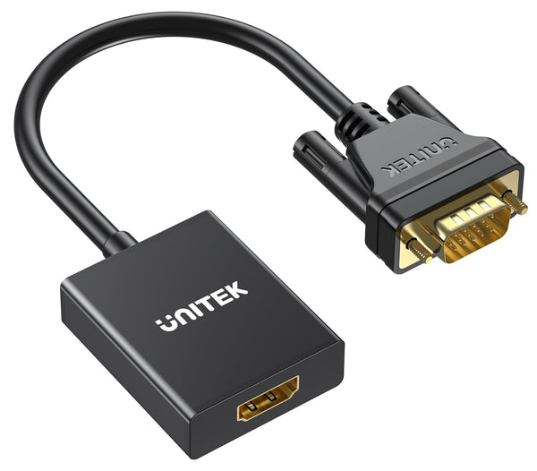 Unitek V1112ABK02 VGA to HDMI (2K) Adapter with Audio &amp; Power Port Black (785-3079) 
