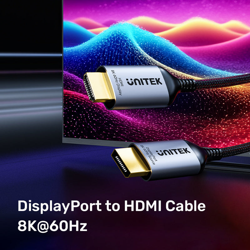 Unitek V1610A DisplayPort 1.4 to HDMI 8K audio-visual cable (785-3049) 