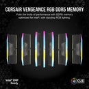 CORSAIR 32GB Kit (2x16GB) VENGEANCE RGB CMH32GX5M2B6400C32 DDR5 6400MHz CL32 Memory