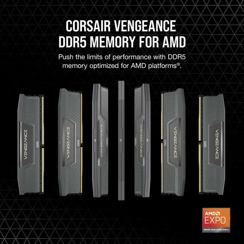 【電腦節搶購貨】CORSAIR 32GB Kit (2x16GB) VENGEANCE CMK32GX5M2B6400Z32 DDR5 6400MHz CL32 Memory (AMD EXPO & Intel XMP 3.0)