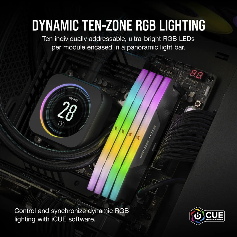 【本週特價】CORSAIR 32GB Kit (2x16GB) VENGEANCE RGB CMH32GX5M2B6400C36 DDR5 6400MHz Memory