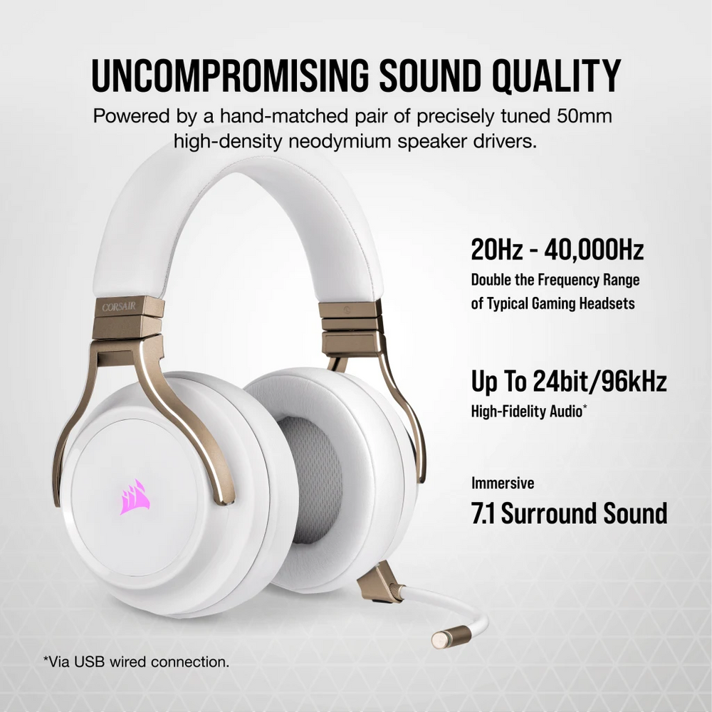 CORSAIR VIRTUOSO RGB Wireless High-Fidelity Gaming Headset - Pearl CA-