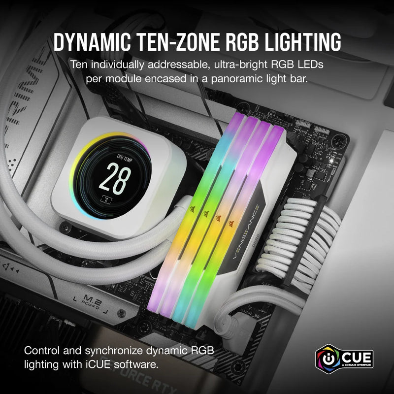 【精選優惠】CORSAIR 64GB Kit (2x32GB) VENGEANCE RGB White 白色 CMH64GX5M2B6400C32W DDR5 6400MHz CL32 Memory